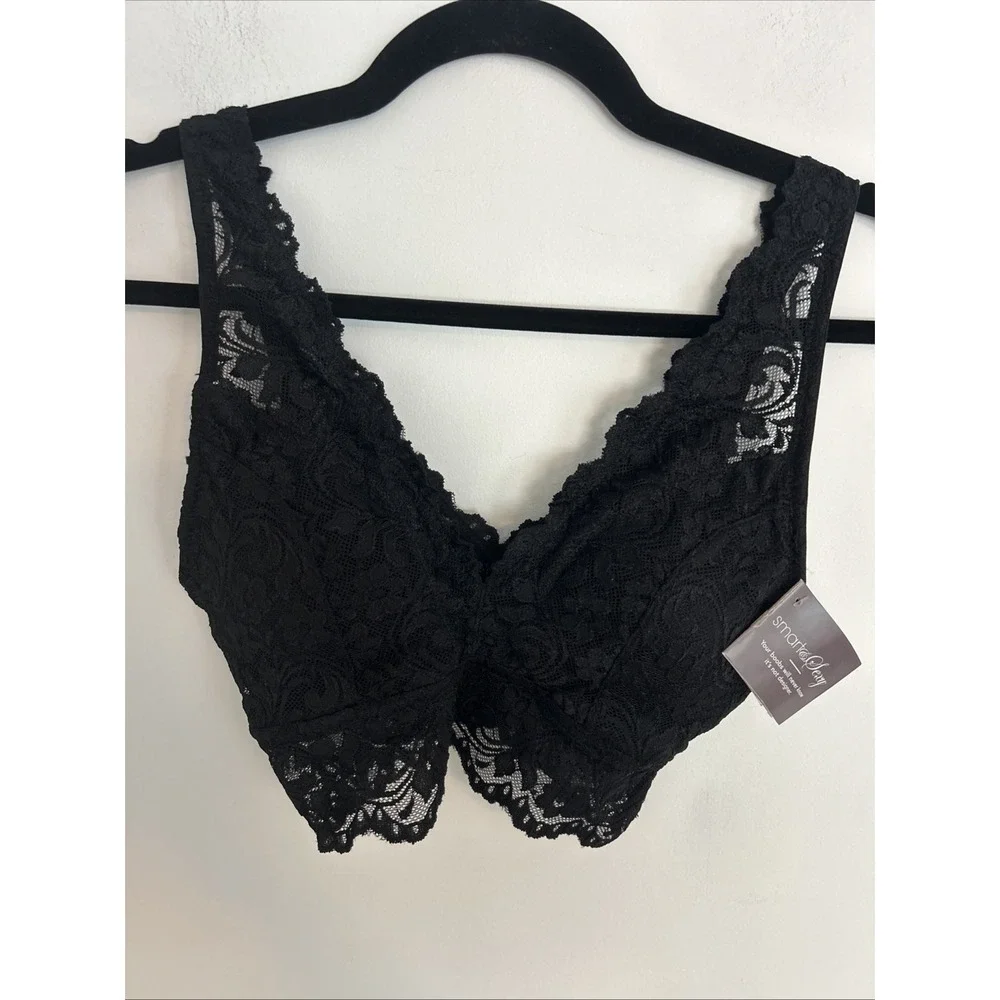 Smart‎ And Sexy Black Bralette Lace Removable Pads NWT Medium